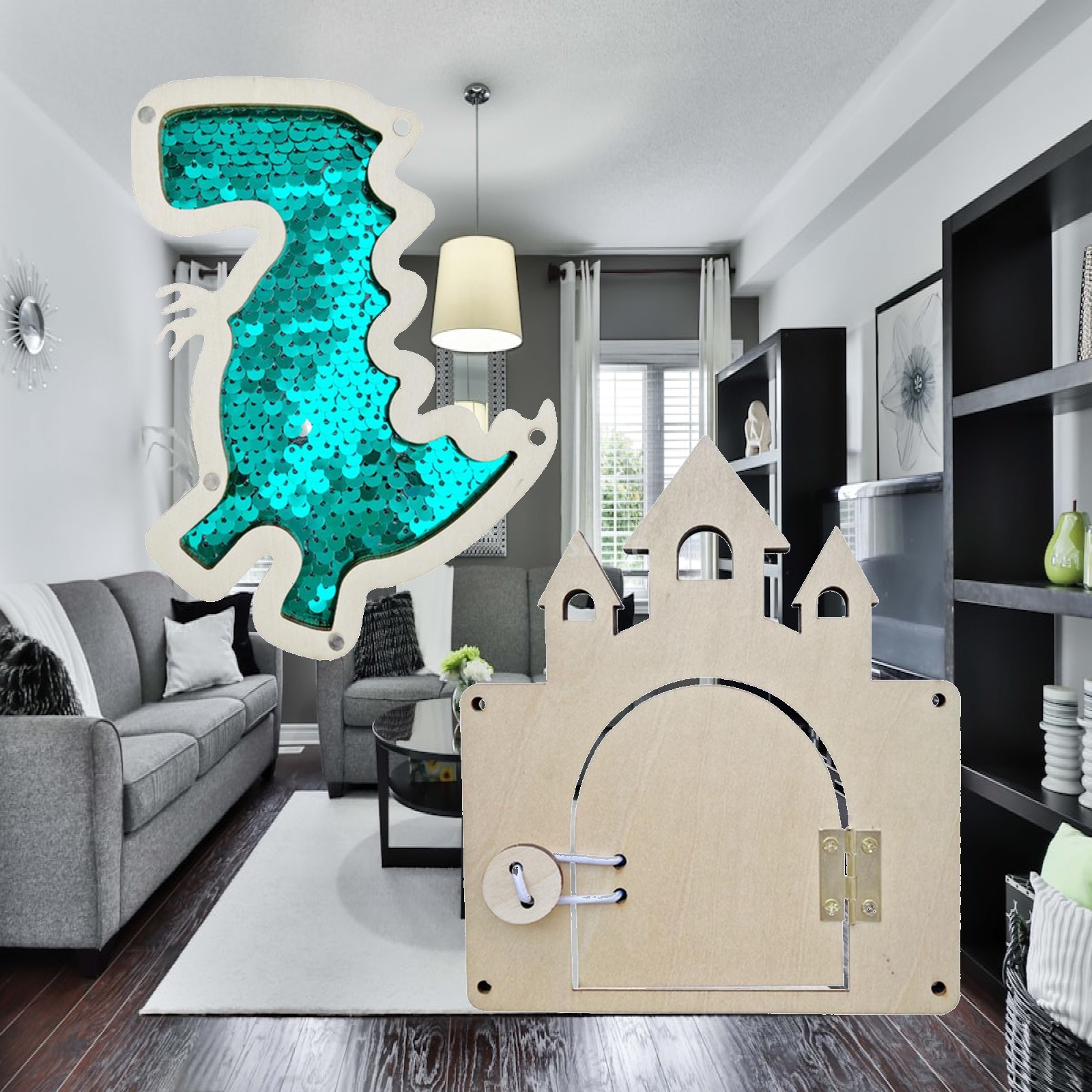 Montessori Wooden Busy Board Toddler - Holz-Busy-Board DIY-Teile Schlossform Montessori-Aktivitätsbrett für Kleinkinder