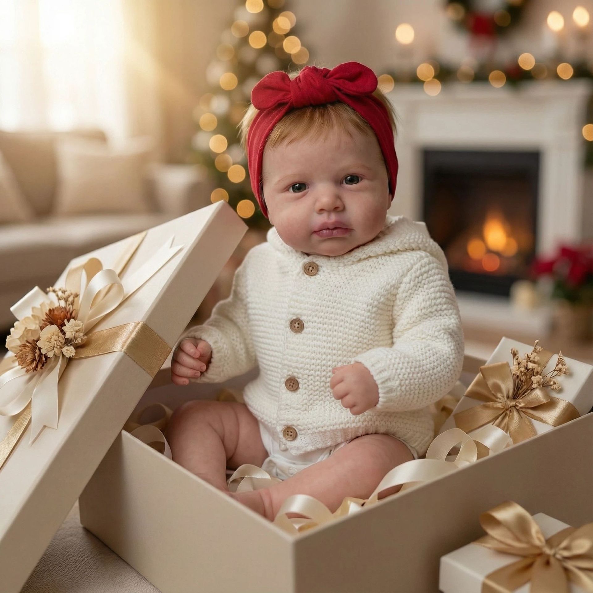 Reborn Baby Doll Silicone Realistic - 49cm LOULOU Realistische Neugeborenen-Babypuppe, schlafende Reborn-Puppe